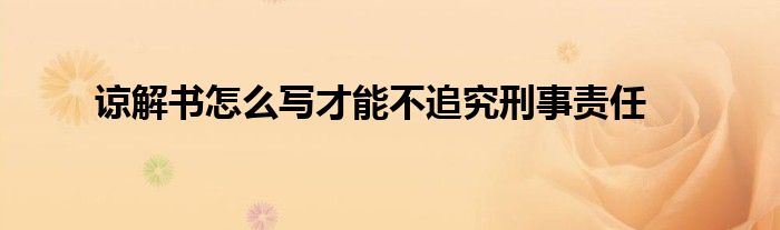 谅解书怎么写才能不追究刑事责任