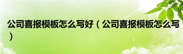 公司喜报模板怎么写好（公司喜报模板怎么写）