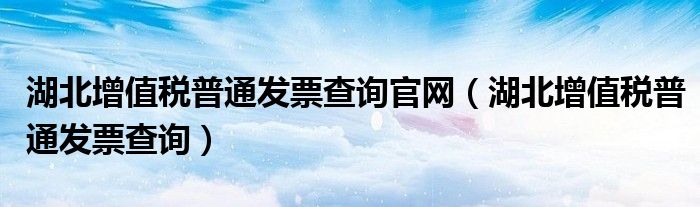 湖北增值税普通发票查询官网（湖北增值税普通发票查询）