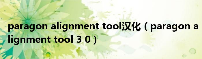 paragon alignment tool汉化（paragon alignment tool 3 0）