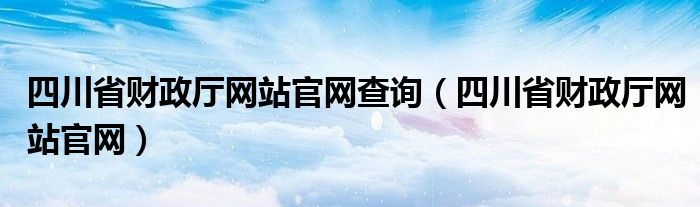 四川省财政厅网站官网查询（四川省财政厅网站官网）