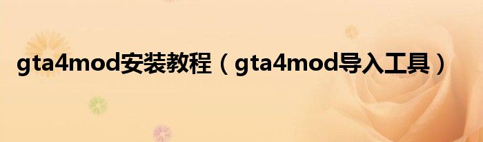 gta4mod安装教程（gta4mod导入工具）