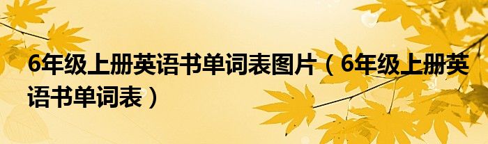 6年级上册英语书单词表图片（6年级上册英语书单词表）