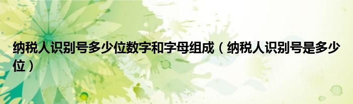 纳税人识别号多少位数字和字母组成（纳税人识别号是多少位）