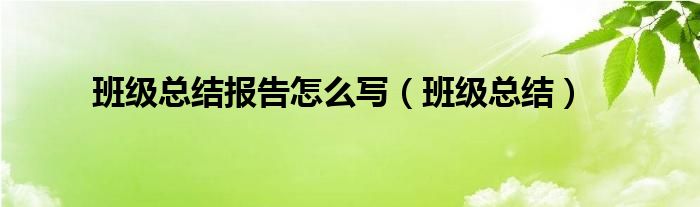 班级总结报告怎么写（班级总结）