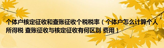 个体户核定征收和查账征收个税税率（个体户怎么计算个人所得税 查账征收与核定征收有何区别 费用）