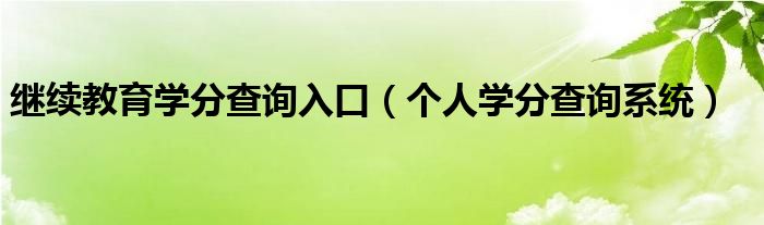 继续教育学分查询入口（个人学分查询系统）