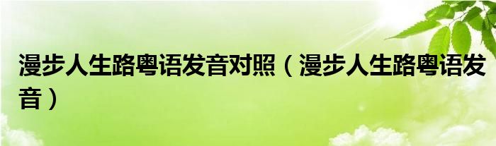 漫步人生路粤语发音对照（漫步人生路粤语发音）