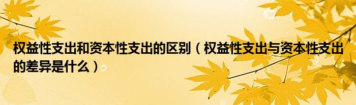 权益性支出和资本性支出的区别（权益性支出与资本性支出的差异是什么）