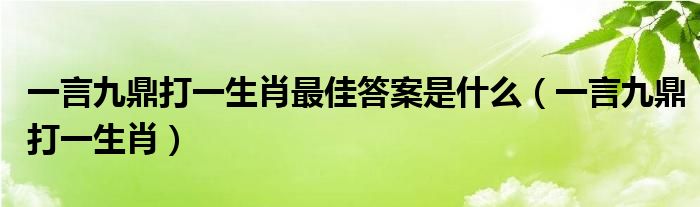 一言九鼎打一生肖最佳答案是什么（一言九鼎打一生肖）