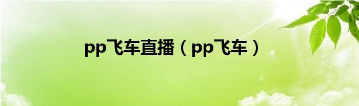 pp飞车直播（pp飞车）