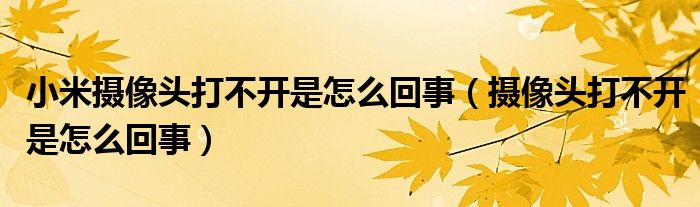 小米摄像头打不开是怎么回事（摄像头打不开是怎么回事）