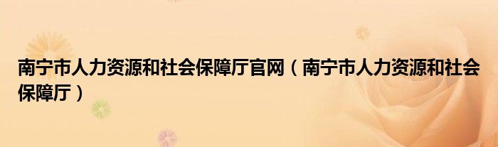 南宁市人力资源和社会保障厅官网（南宁市人力资源和社会保障厅）