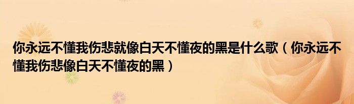 你永远不懂我伤悲就像白天不懂夜的黑是什么歌（你永远不懂我伤悲像白天不懂夜的黑）