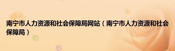 南宁市人力资源和社会保障局网站（南宁市人力资源和社会保障局）