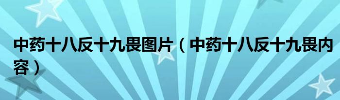 中药十八反十九畏图片（中药十八反十九畏内容）