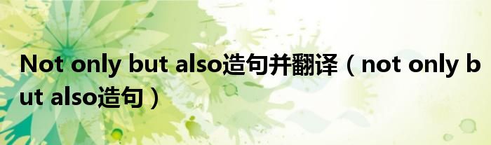 Not only but also造句并翻译（not only but also造句）