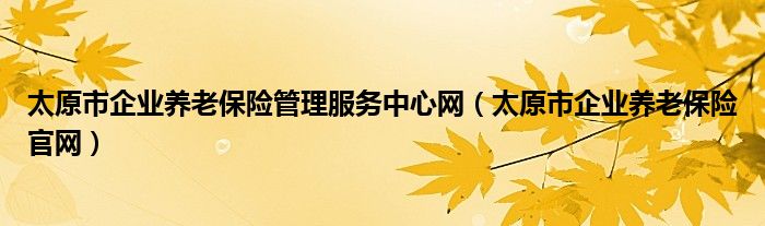 太原市企业养老保险管理服务中心网（太原市企业养老保险官网）