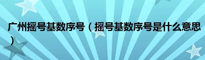 广州摇号基数序号（摇号基数序号是什么意思）