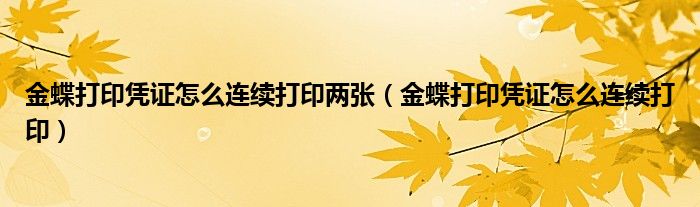 金蝶打印凭证怎么连续打印两张（金蝶打印凭证怎么连续打印）