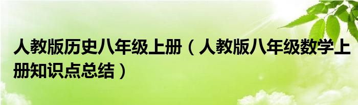 人教版历史八年级上册（人教版八年级数学上册知识点总结）