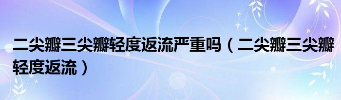 二尖瓣三尖瓣轻度返流严重吗（二尖瓣三尖瓣轻度返流）