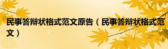 民事答辩状格式范文原告（民事答辩状格式范文）