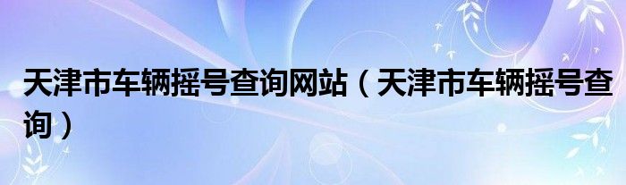 天津市车辆摇号查询网站（天津市车辆摇号查询）