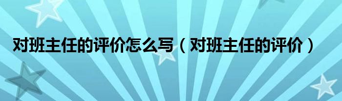 对班主任的评价怎么写（对班主任的评价）