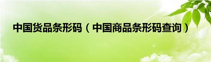 中国货品条形码（中国商品条形码查询）