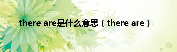 there are是什么意思（there are）