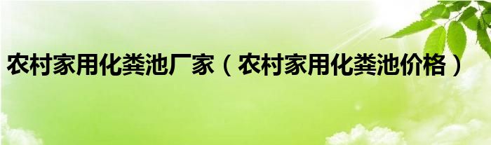 农村家用化粪池厂家（农村家用化粪池价格）