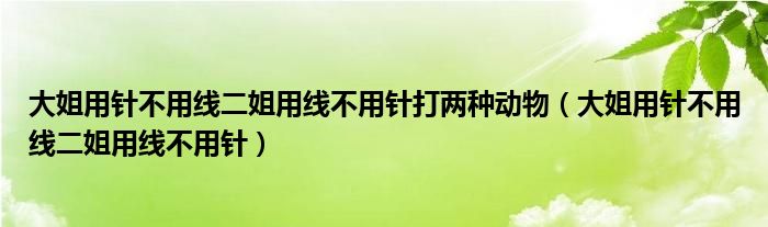 大姐用针不用线二姐用线不用针打两种动物（大姐用针不用线二姐用线不用针）