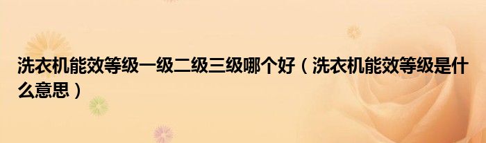 洗衣机能效等级一级二级三级哪个好（洗衣机能效等级是什么意思）