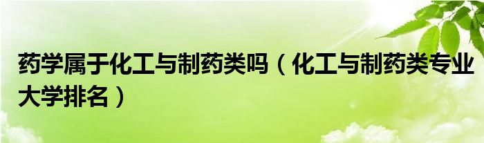 药学属于化工与制药类吗（化工与制药类专业大学排名）