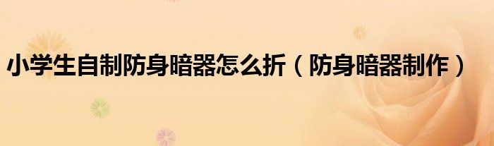 小学生自制防身暗器怎么折（防身暗器制作）