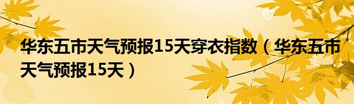 华东五市天气预报15天穿衣指数（华东五市天气预报15天）