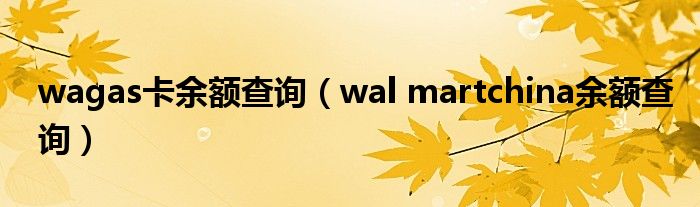 wagas卡余额查询（wal martchina余额查询）