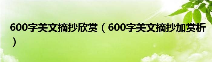 600字美文摘抄欣赏（600字美文摘抄加赏析）