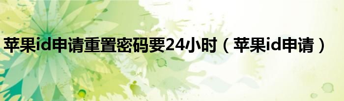 苹果id申请重置密码要24小时（苹果id申请）