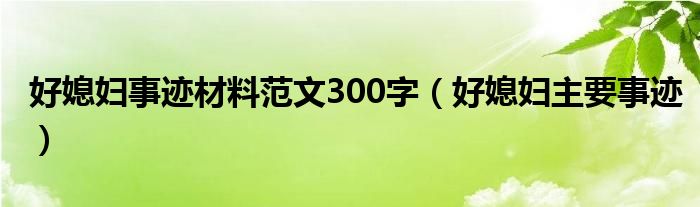 好媳妇事迹材料范文300字（好媳妇主要事迹）