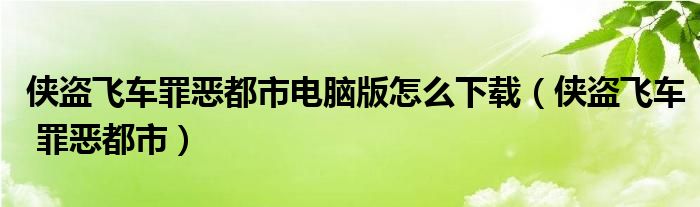 侠盗飞车罪恶都市电脑版怎么下载（侠盗飞车 罪恶都市）