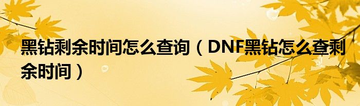 黑钻剩余时间怎么查询（DNF黑钻怎么查剩余时间）