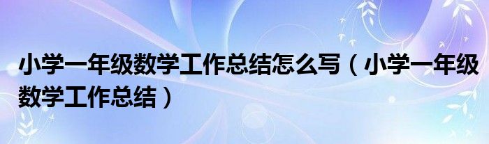 小学一年级数学工作总结怎么写（小学一年级数学工作总结）