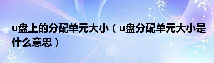 u盘上的分配单元大小（u盘分配单元大小是什么意思）