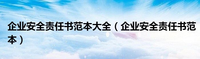 企业安全责任书范本大全（企业安全责任书范本）