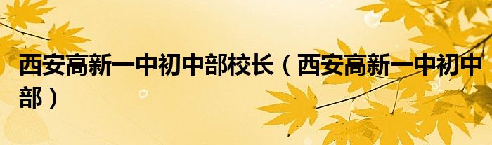 西安高新一中初中部校长（西安高新一中初中部）