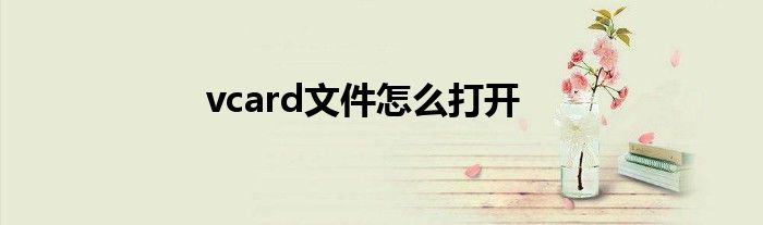 vcard文件怎么打开