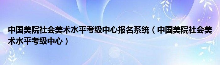 中国美院社会美术水平考级中心报名系统（中国美院社会美术水平考级中心）