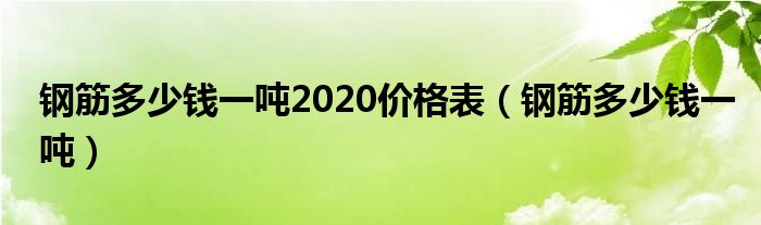 钢筋多少钱一吨2020价格表（钢筋多少钱一吨）